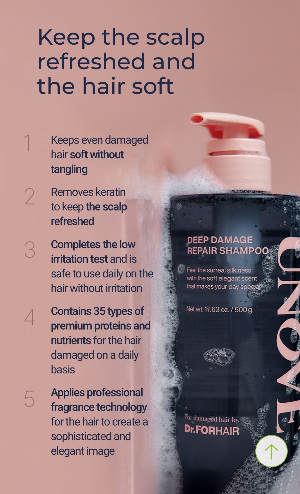 UNOVE Deep Damage Repair Shampoo 500g (protein ampoule shampoo)